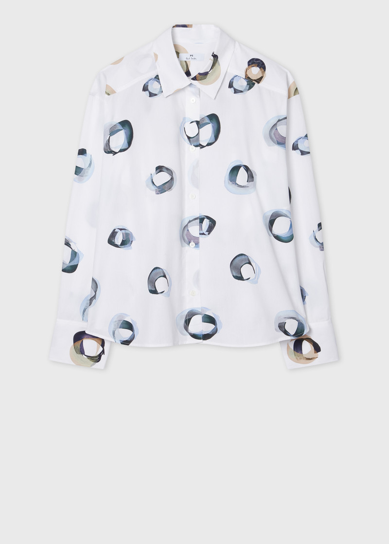 Women's White 'Painted Spot' Cotton Shirt 1