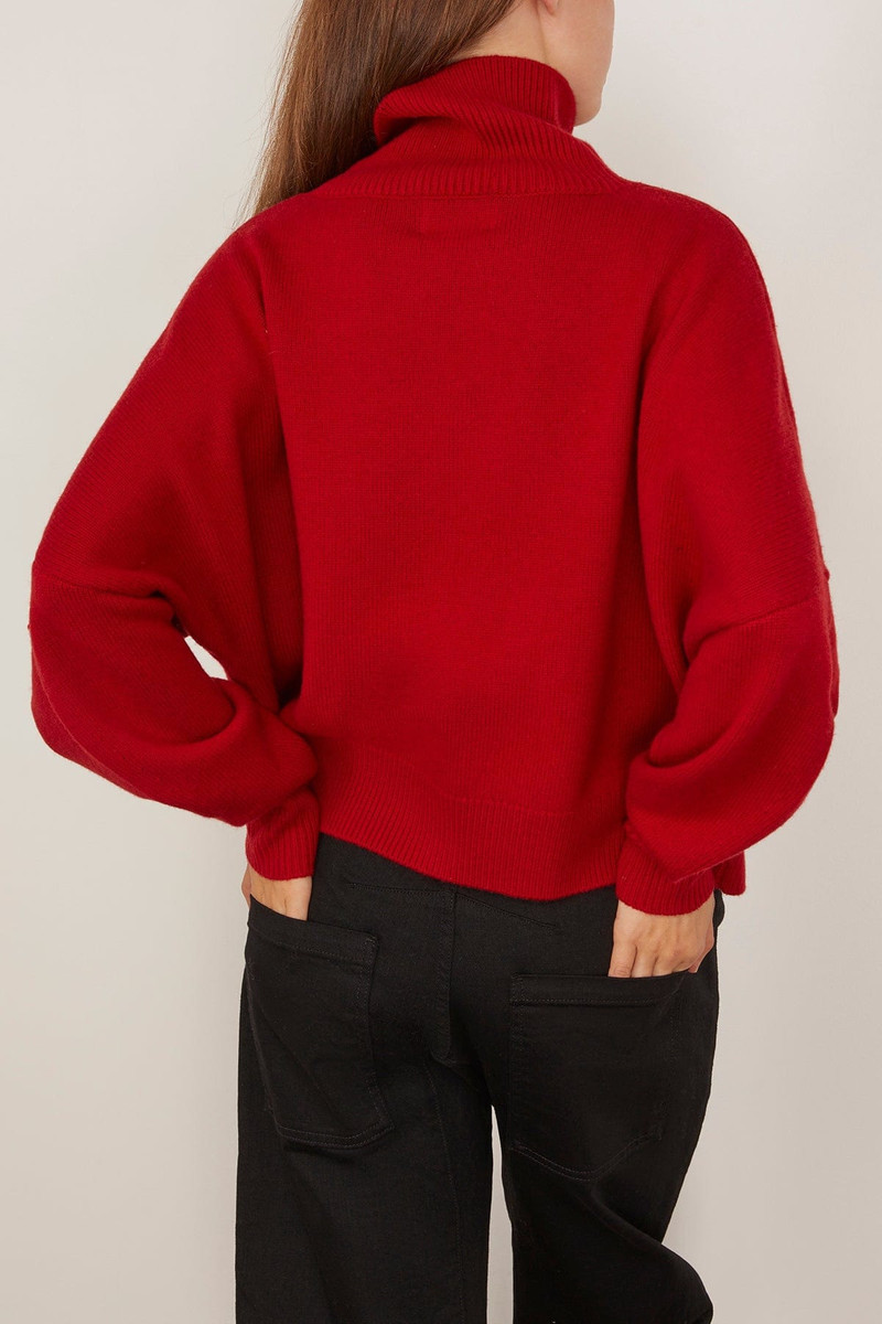 Luke Stand Collar Sweater in Red 4