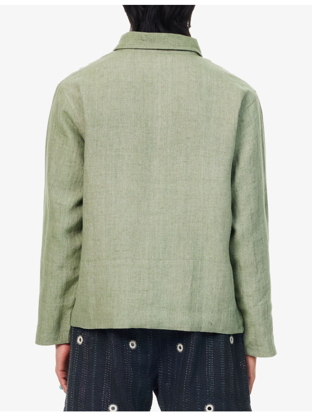 Embroidered Cropped Linen Jacket - 4