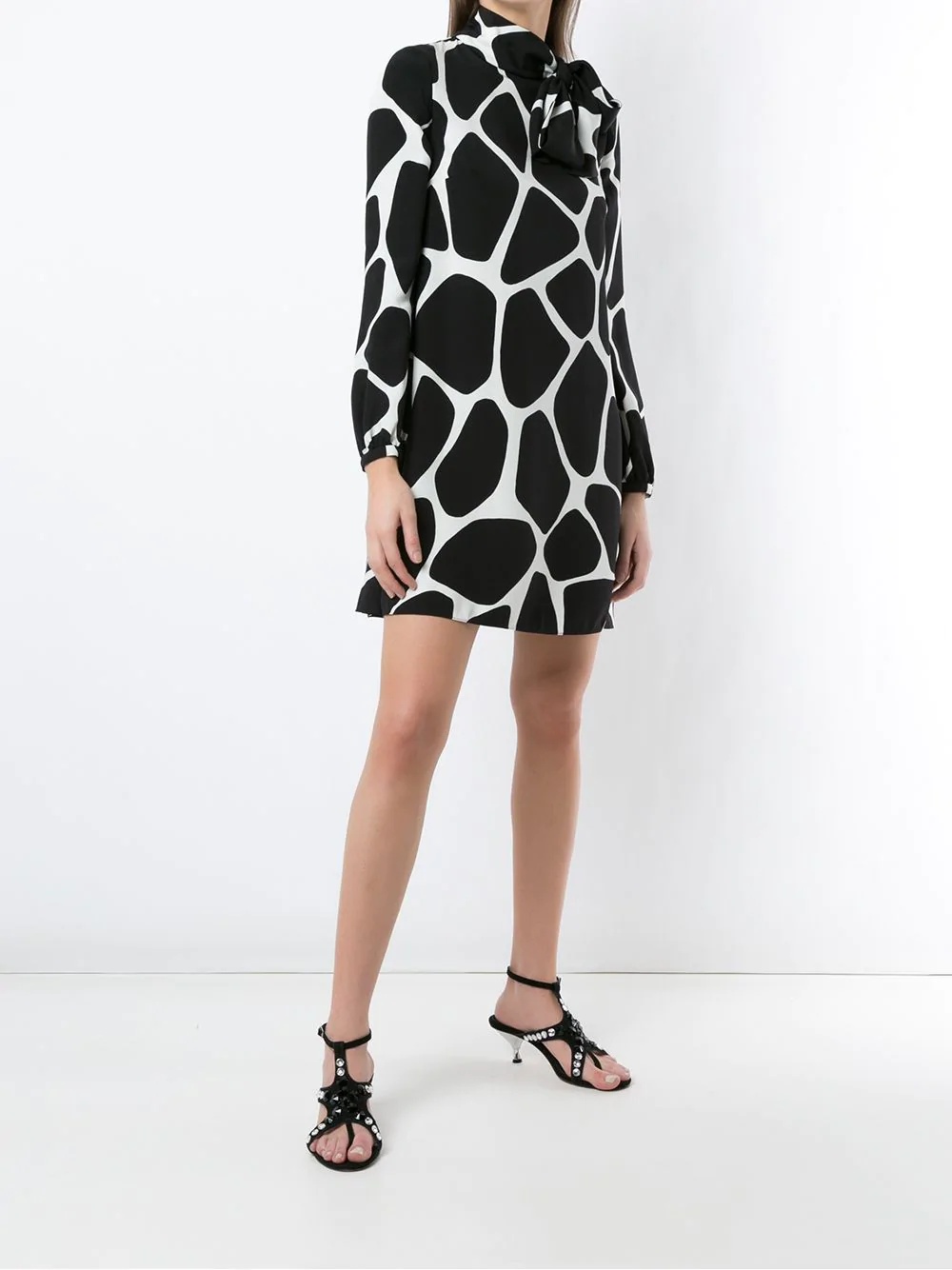 giraffe print silk mini dress - 2