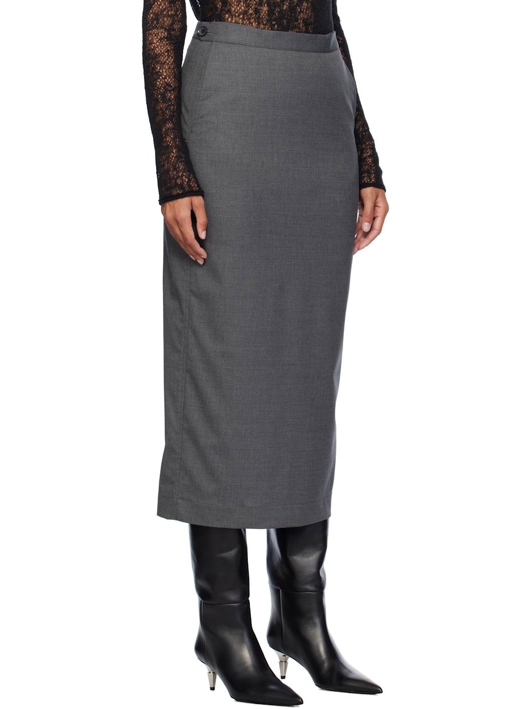 Gray Suiting Midi Skirt - 2