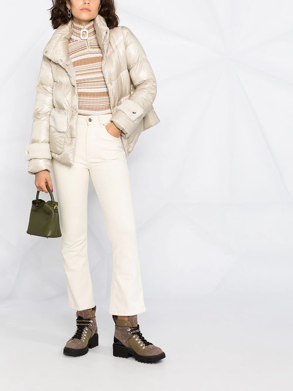 faux-fur panels puffer jacket - 2