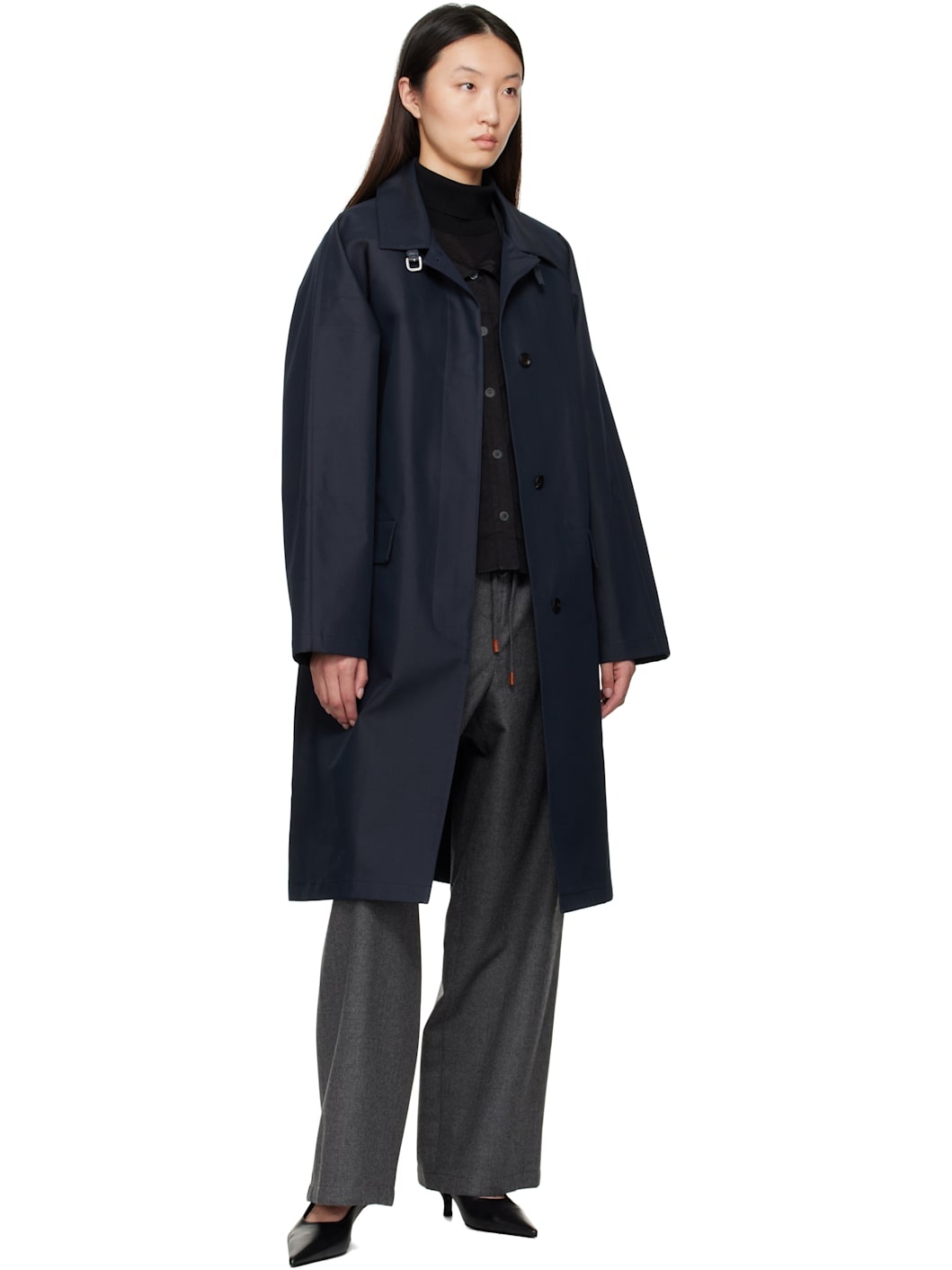 Navy Mac Trench Coat - 4