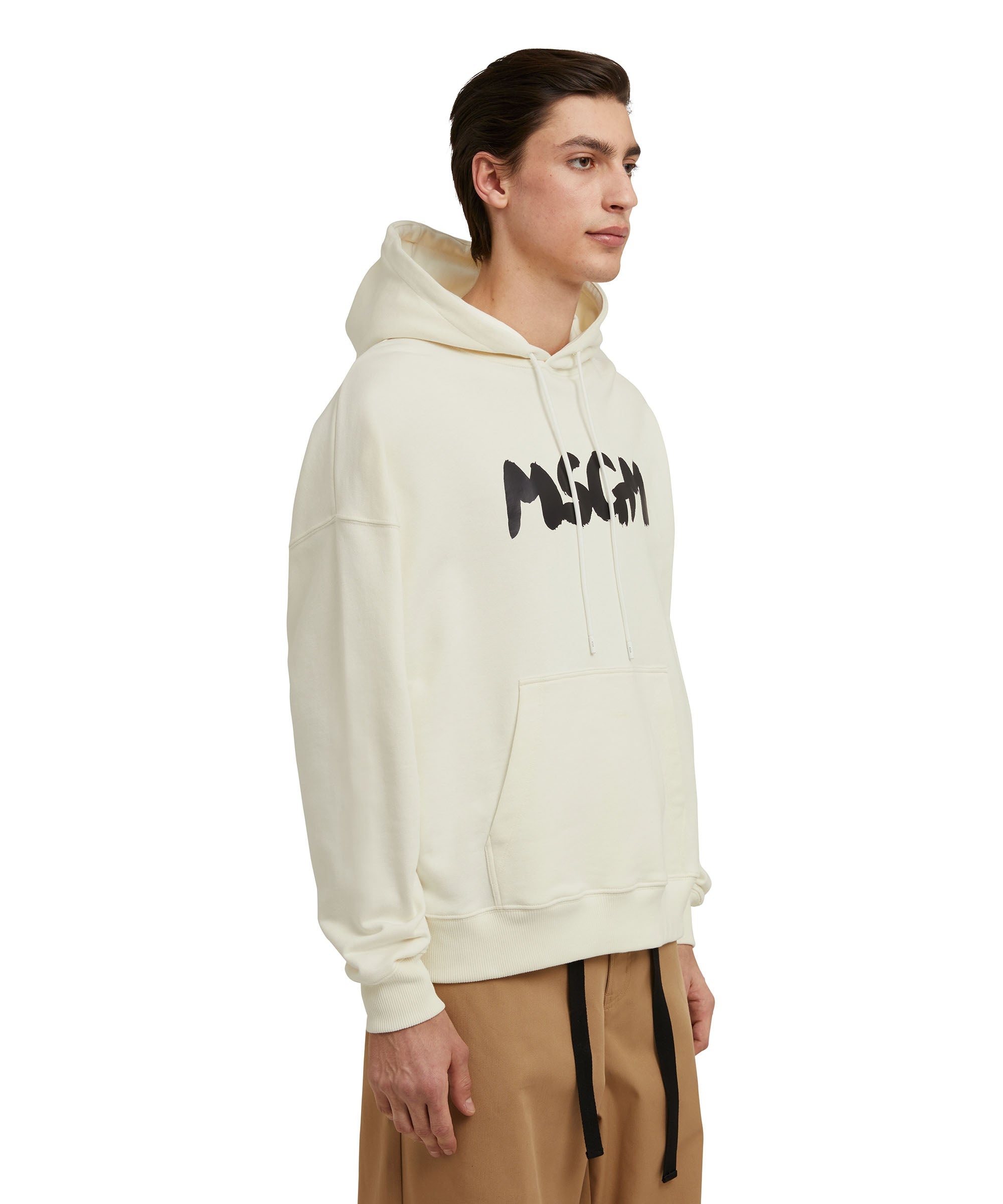 Cotton hooded sweatshirt with MSGM brushstroke logo - 4
