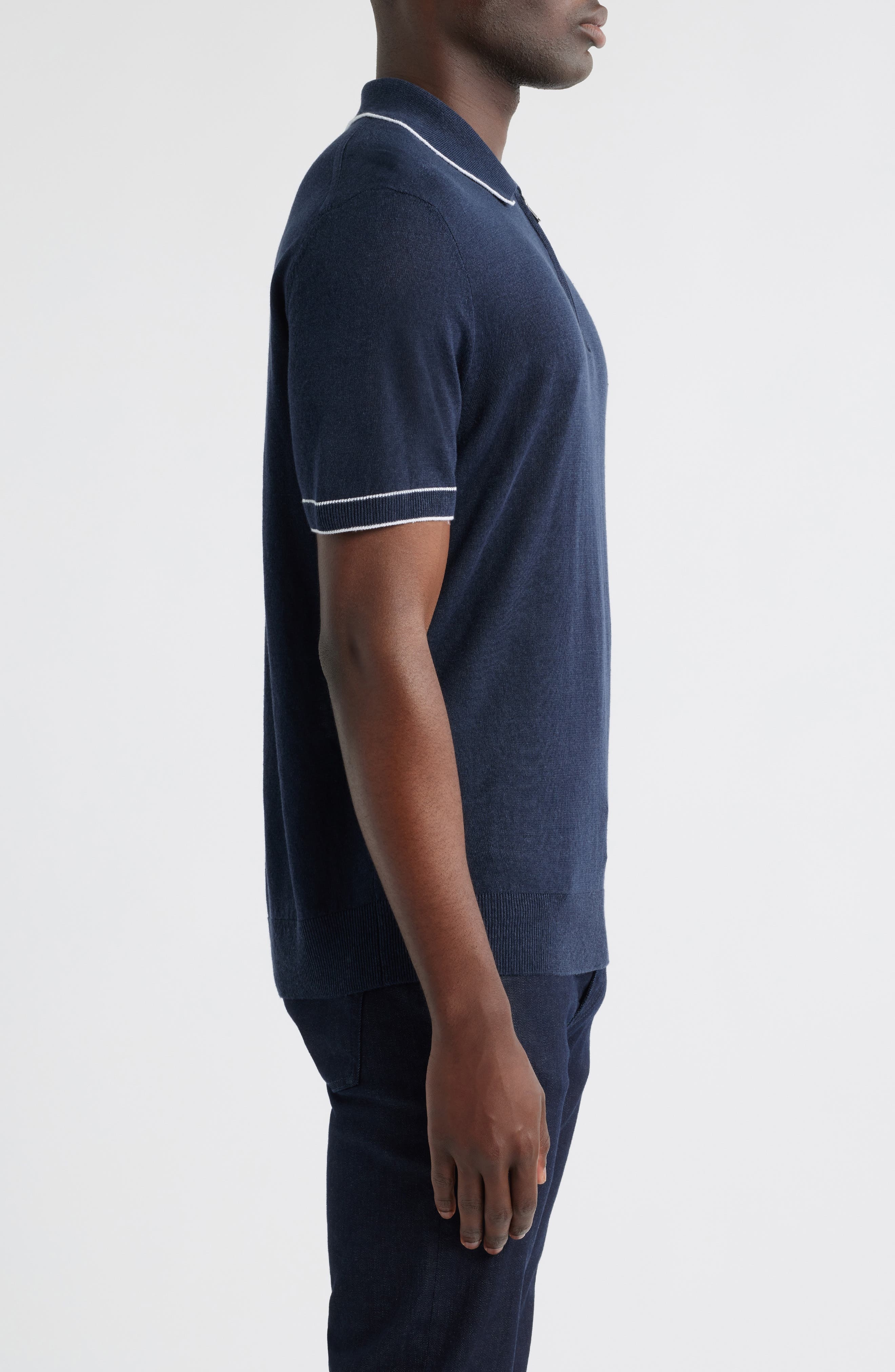 BOSS Jiovanotto Quarter Zip Polo in Dark Blue at Nordstrom - 3