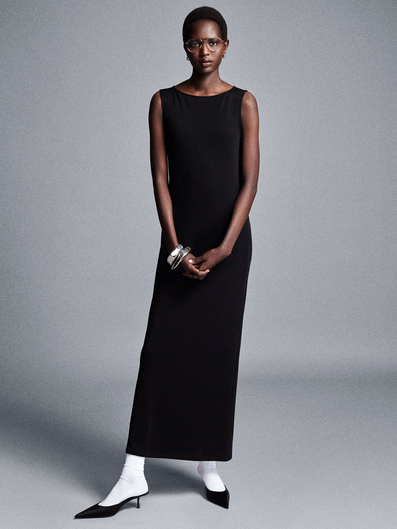 FRAME The Drape Dress in Black outlook