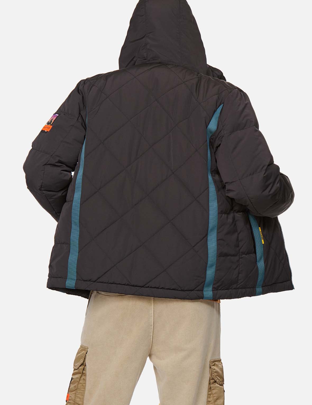 Contrast Webbing Strap Quilted Down Jacket - 4