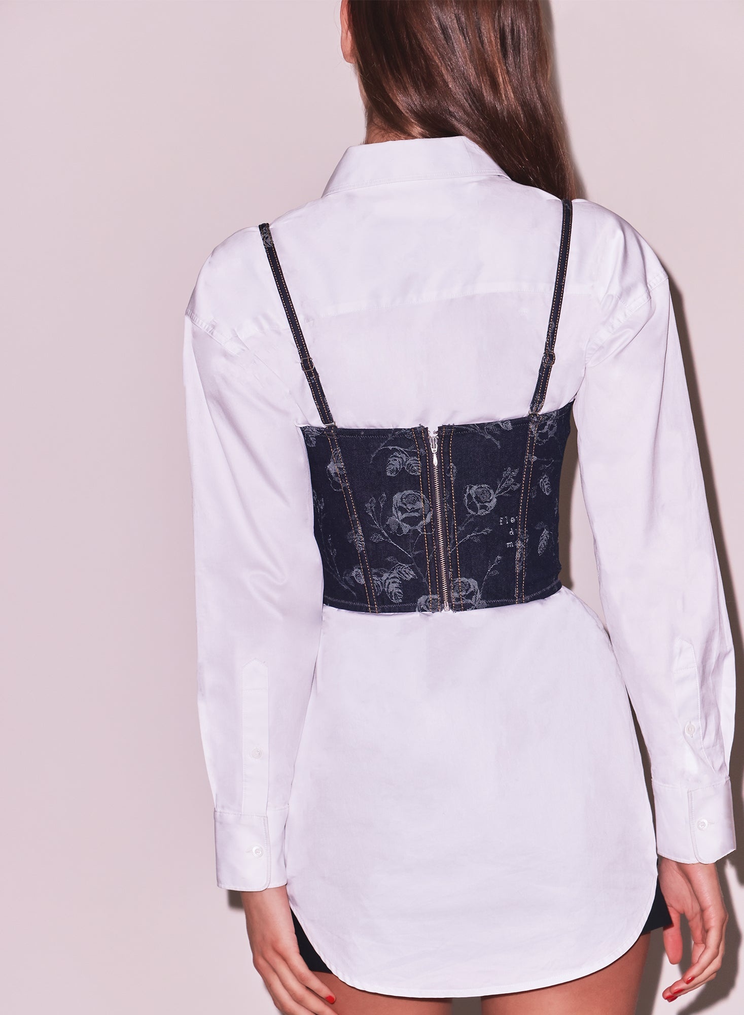 No Cup Floral Jacquard Bustier - 3