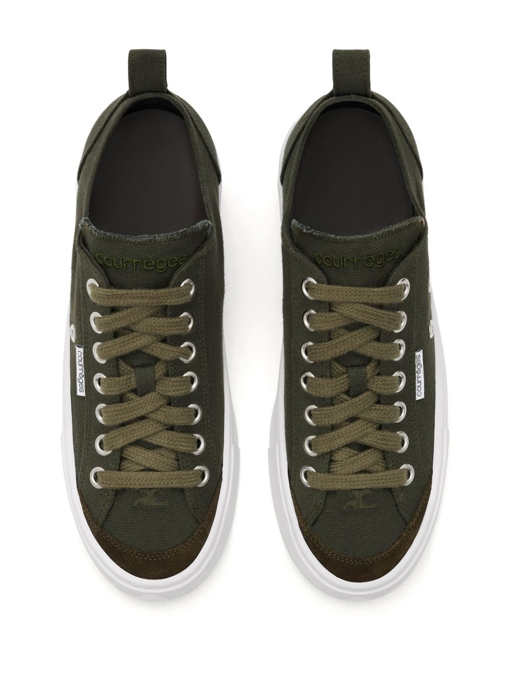 logo-embroidered canvas sneakers - 4