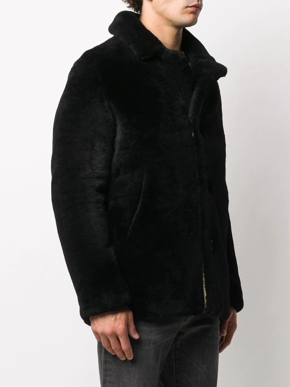 long-sleeve fur coat - 3