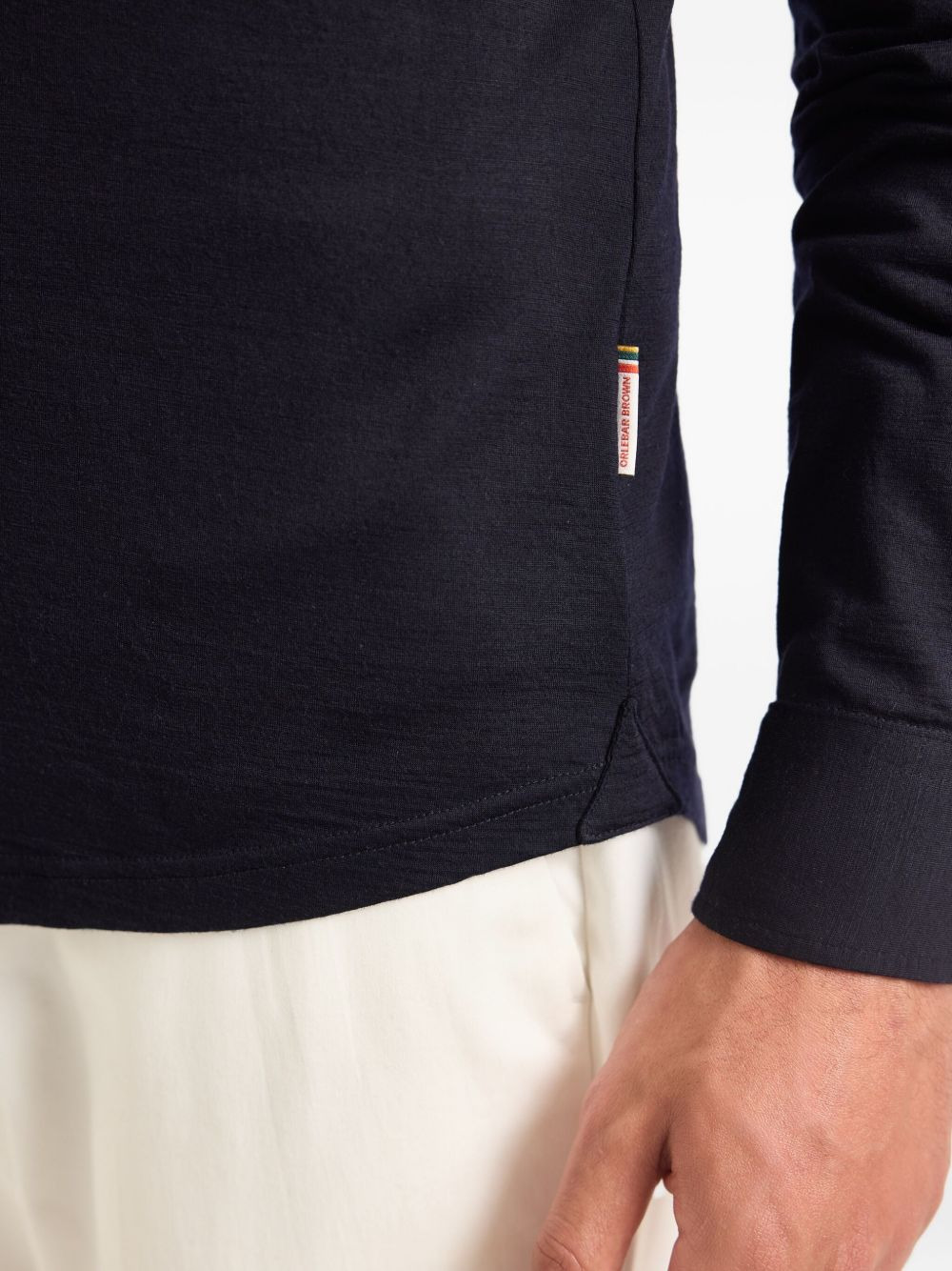 long-sleeve merino wool polo shirt - 4