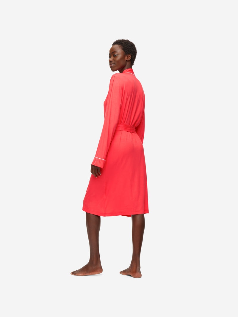Women's Dressing Gown Lara Micro Modal Stretch Watermelon Pink - 4