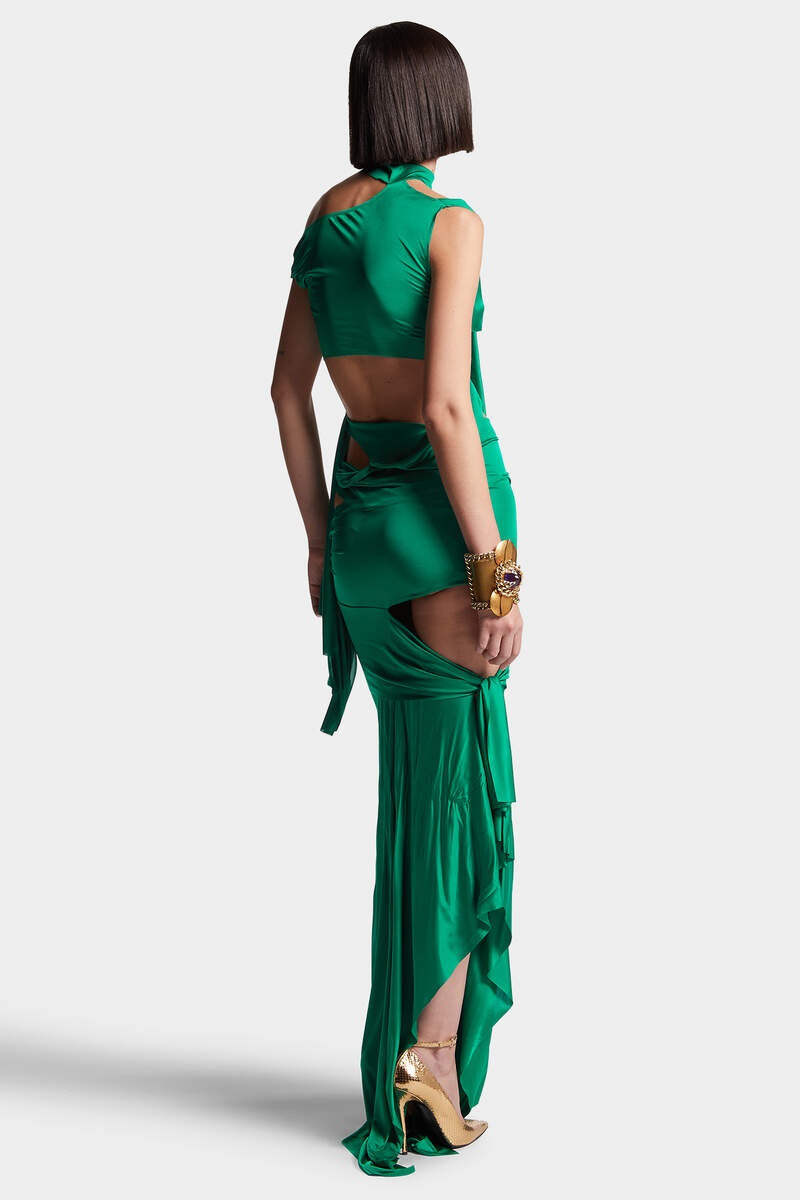 SHINY VISCOSE JERSEY LONG DRESS 4