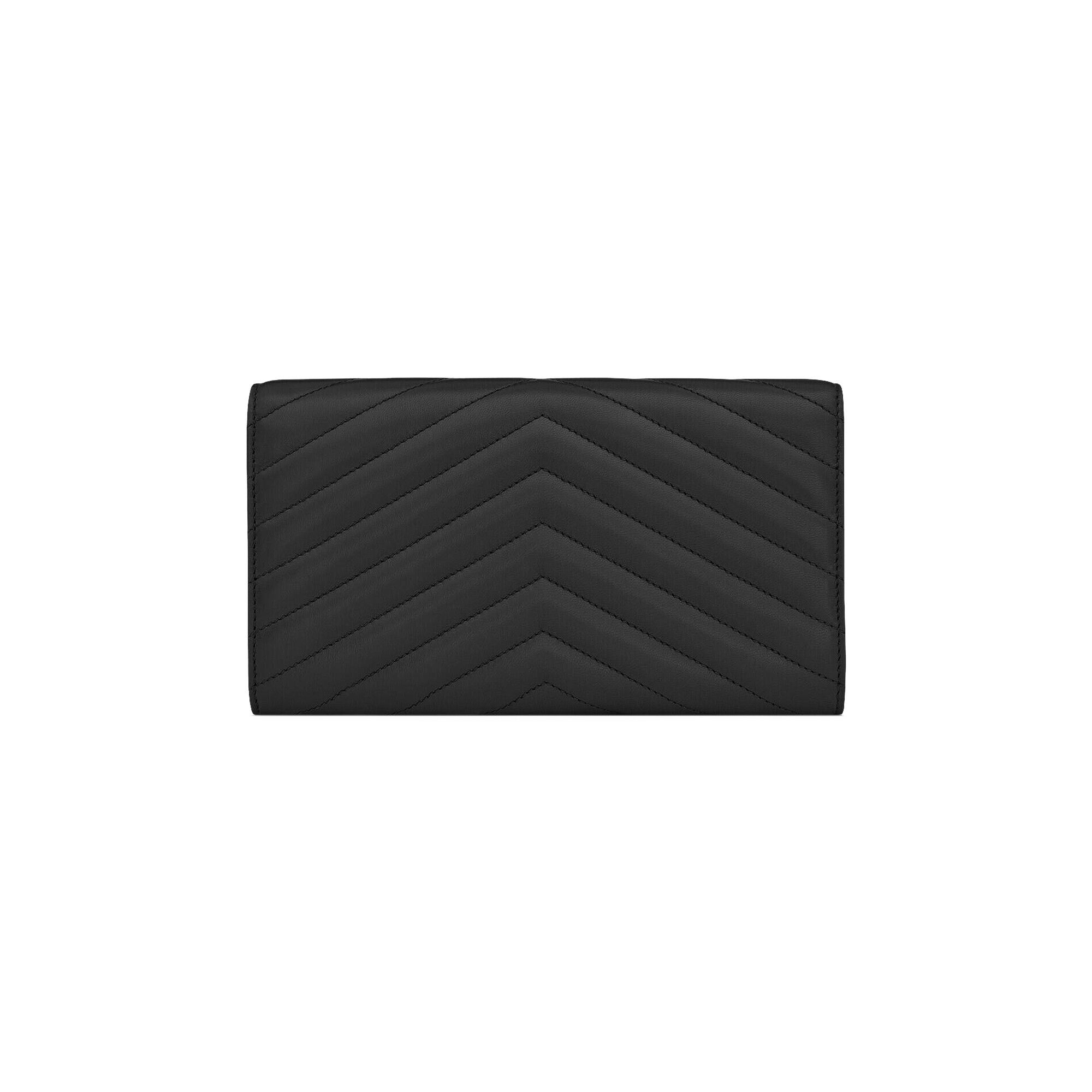 Saint Laurent Cassandre Matelassé Large Flap Wallet 'Noir' - 2