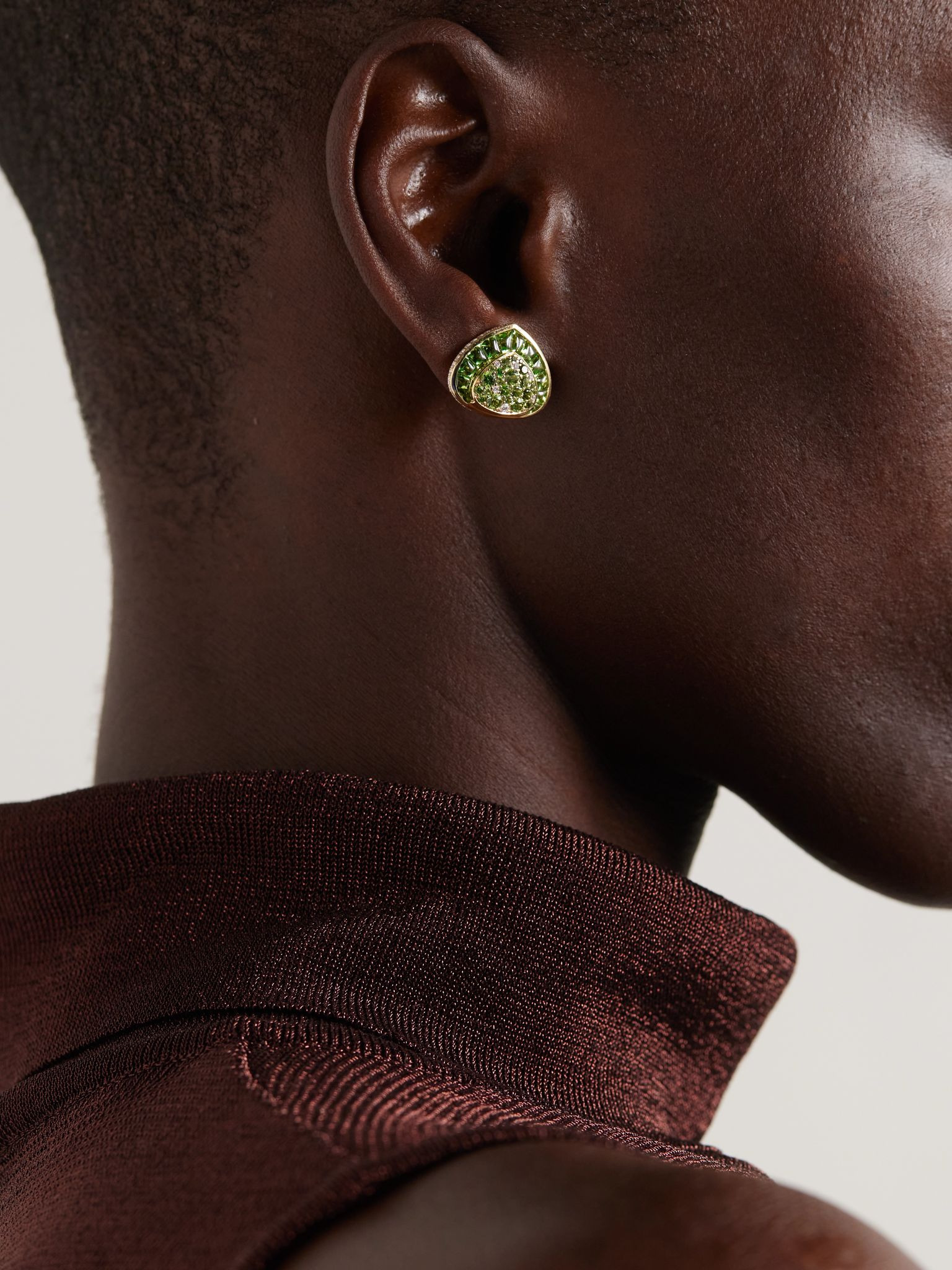 Dora 18-karat gold, tsavorite and diamond earrings Green - 2