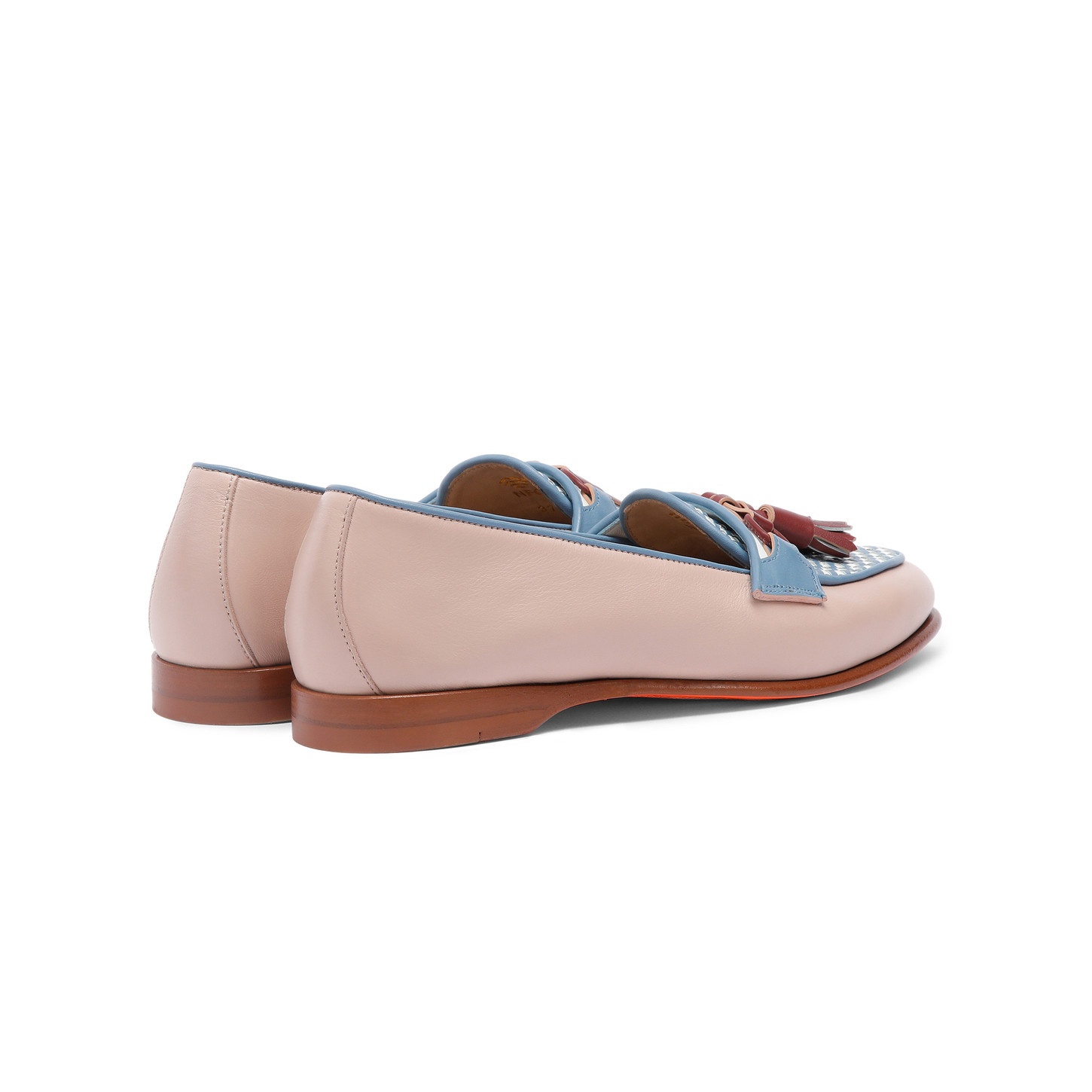 Women's pink and light blue leather Andrea tassel loafer - 4