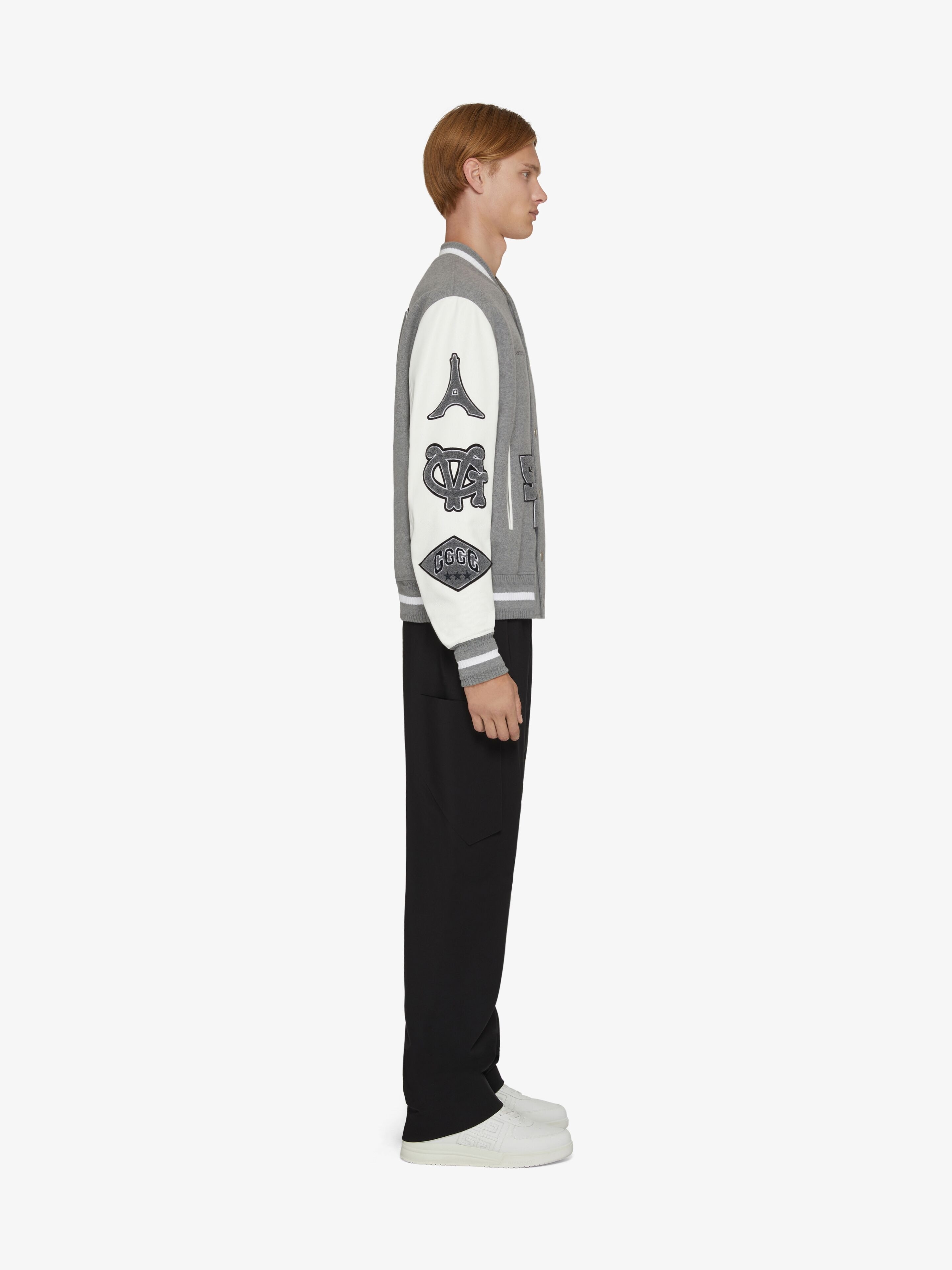 VARSITY JACKET IN EMBROIDERED WOOL AND LEATHER - 3