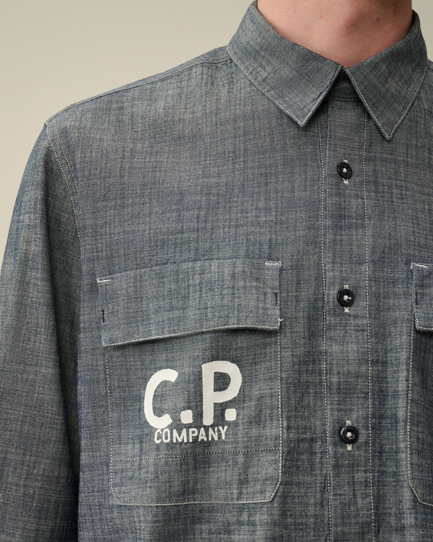 Chambray Long Sleeved Logo Shirt - 4