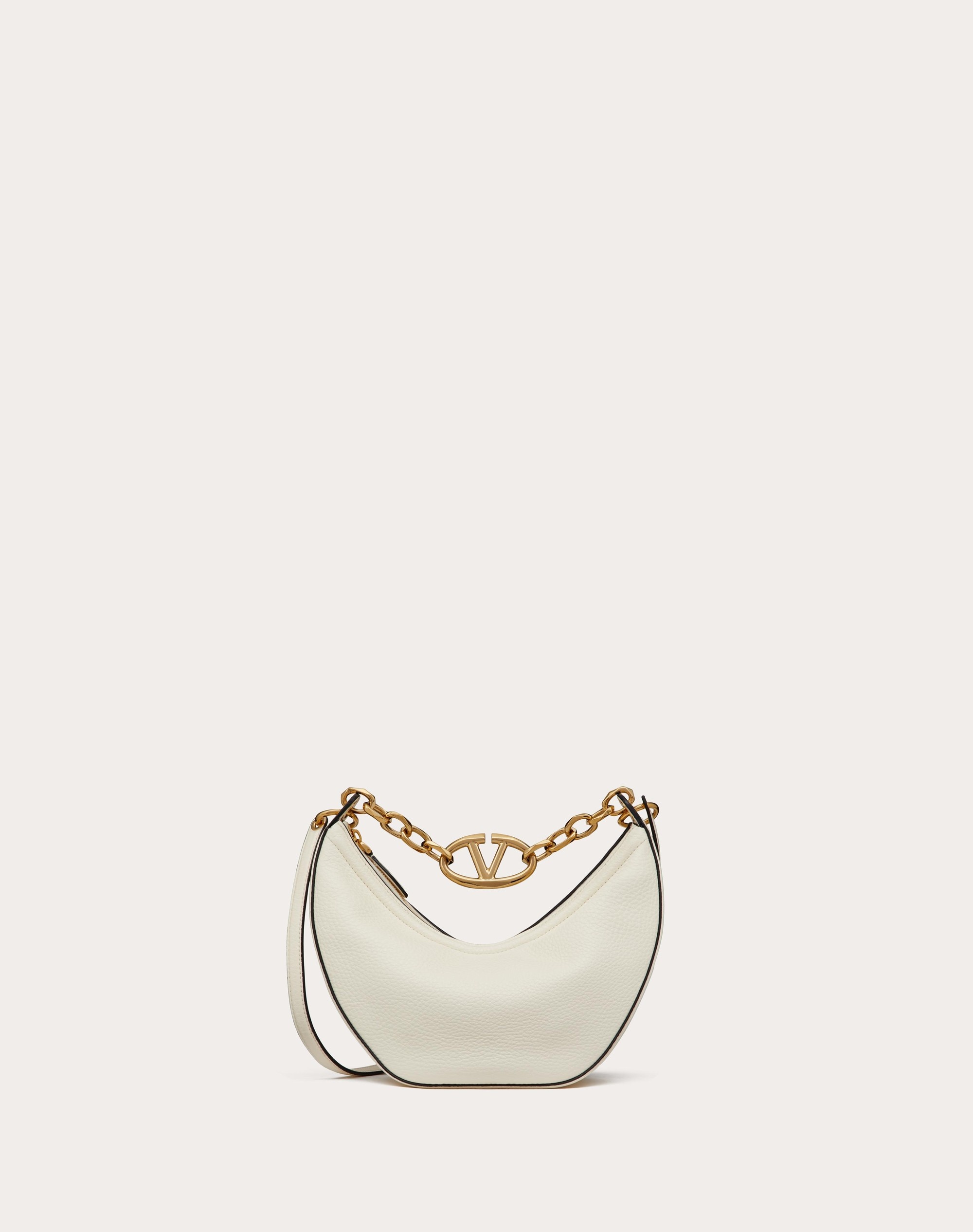 SMALL VLOGO MOON HOBO BAG IN GRAINY CALFSKIN WITH CHAIN - 1