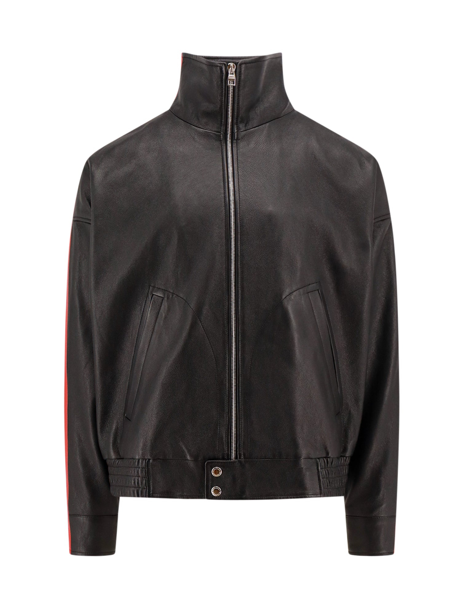 Leather Jacket With Contrasting Bands - 1