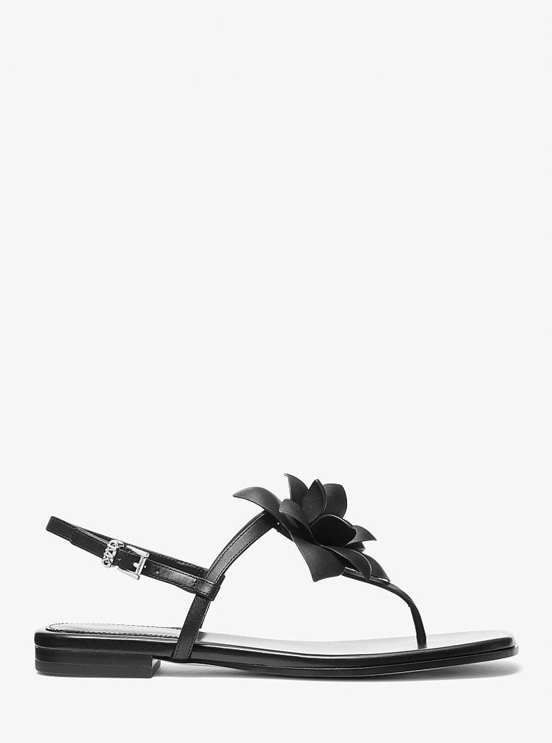 MICHAEL KORS Jacie Floral Embellished Leather T-Strap Sandal outlook