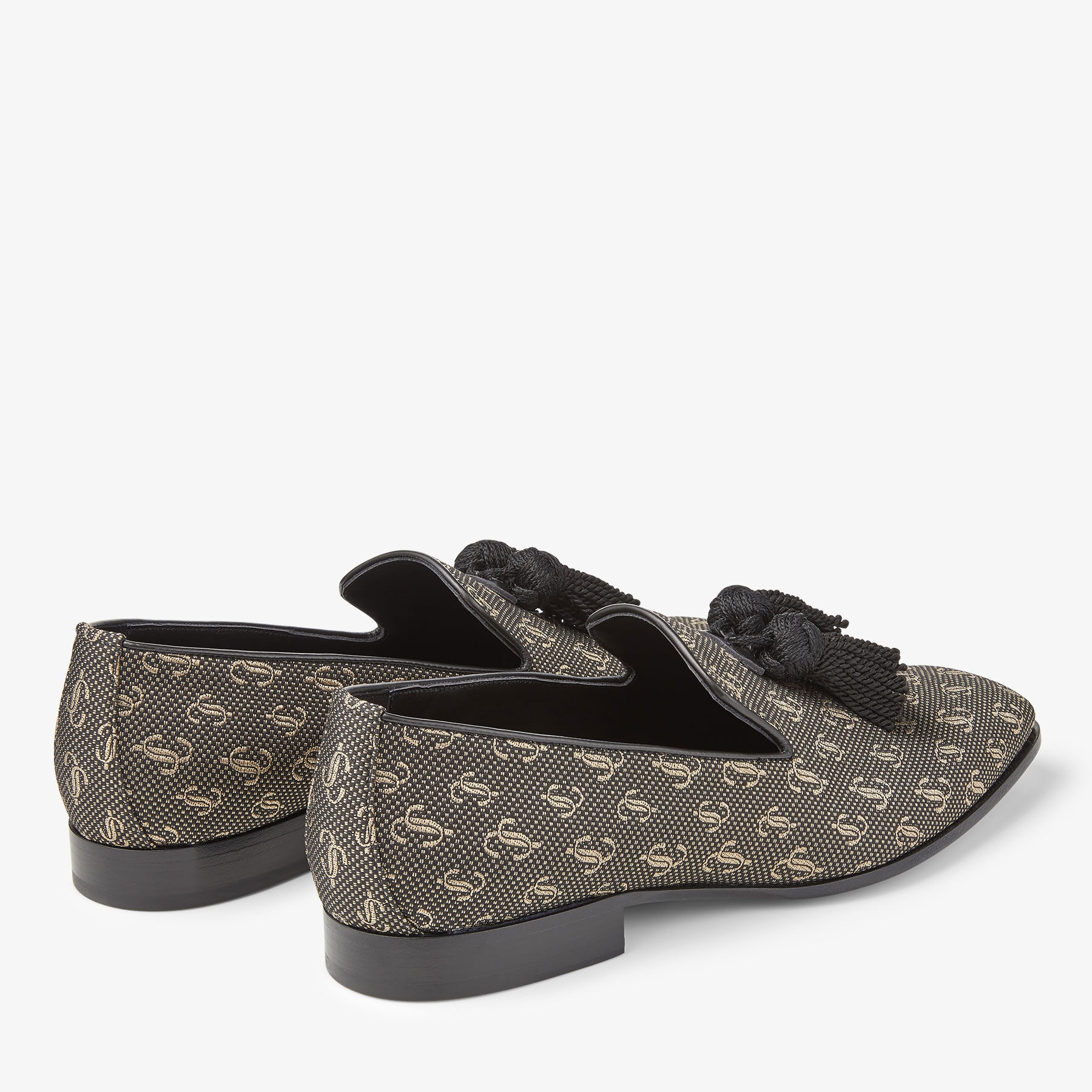 Foxley/M
Black and Gold JC Monogram Jacquard Lurex and Nappa Leather Loafers with Tassel - 4