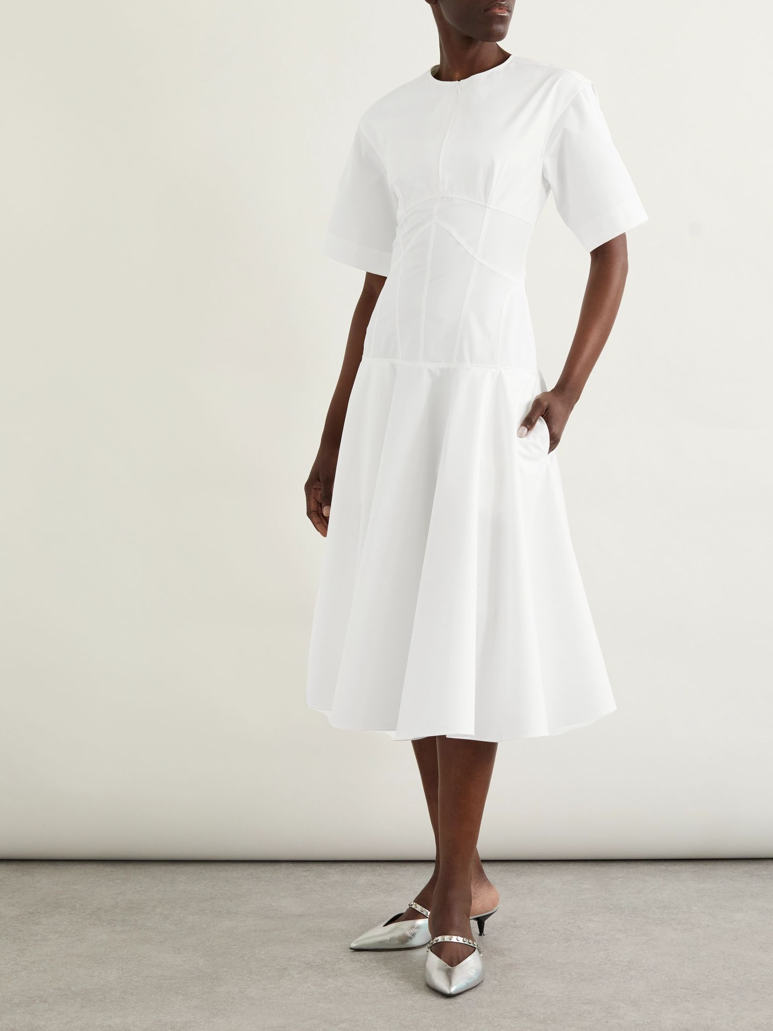 Day organic cotton-poplin midi dress White - 2
