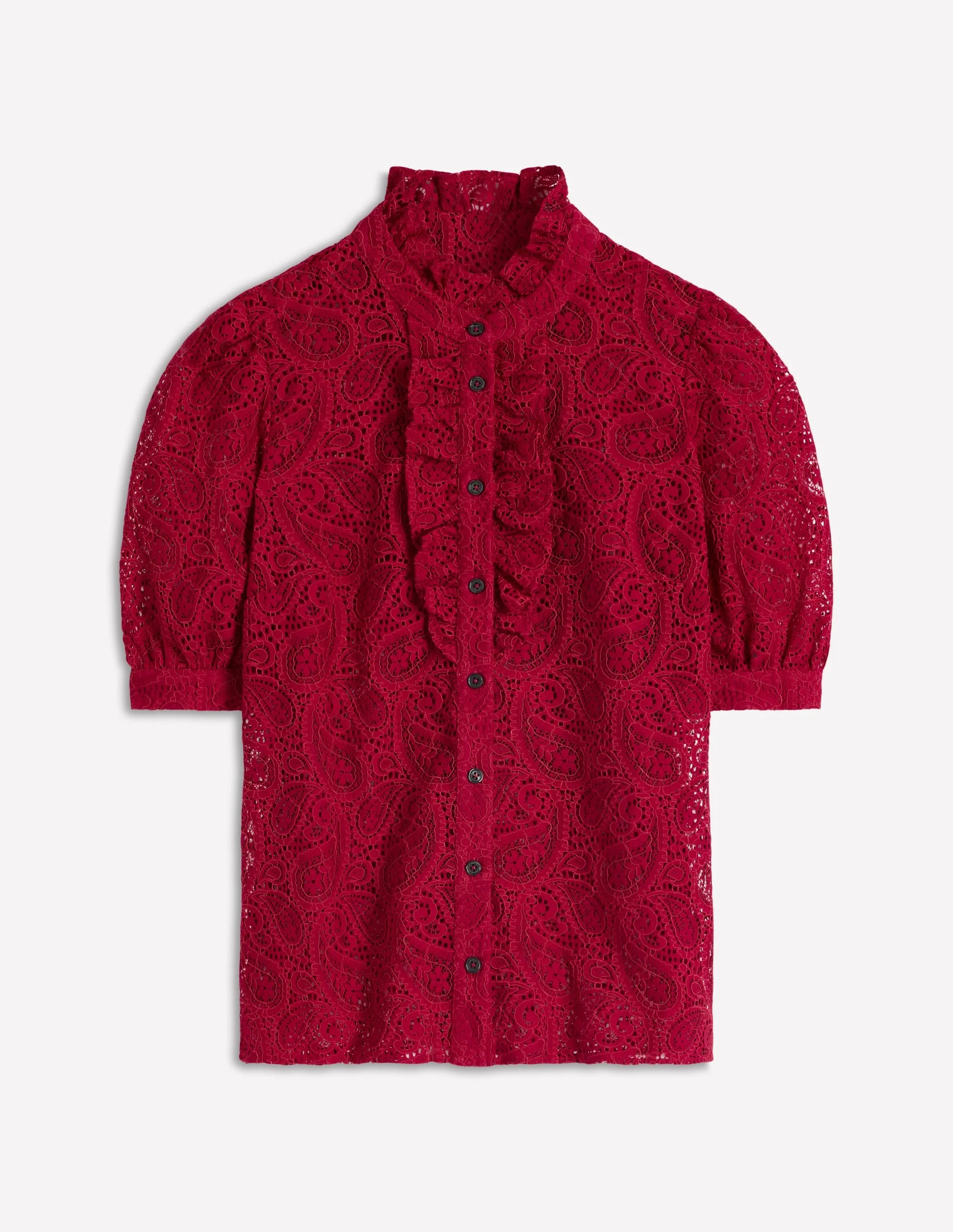 Sasha Short Sleeve Lace Top-Pomegranate - 1