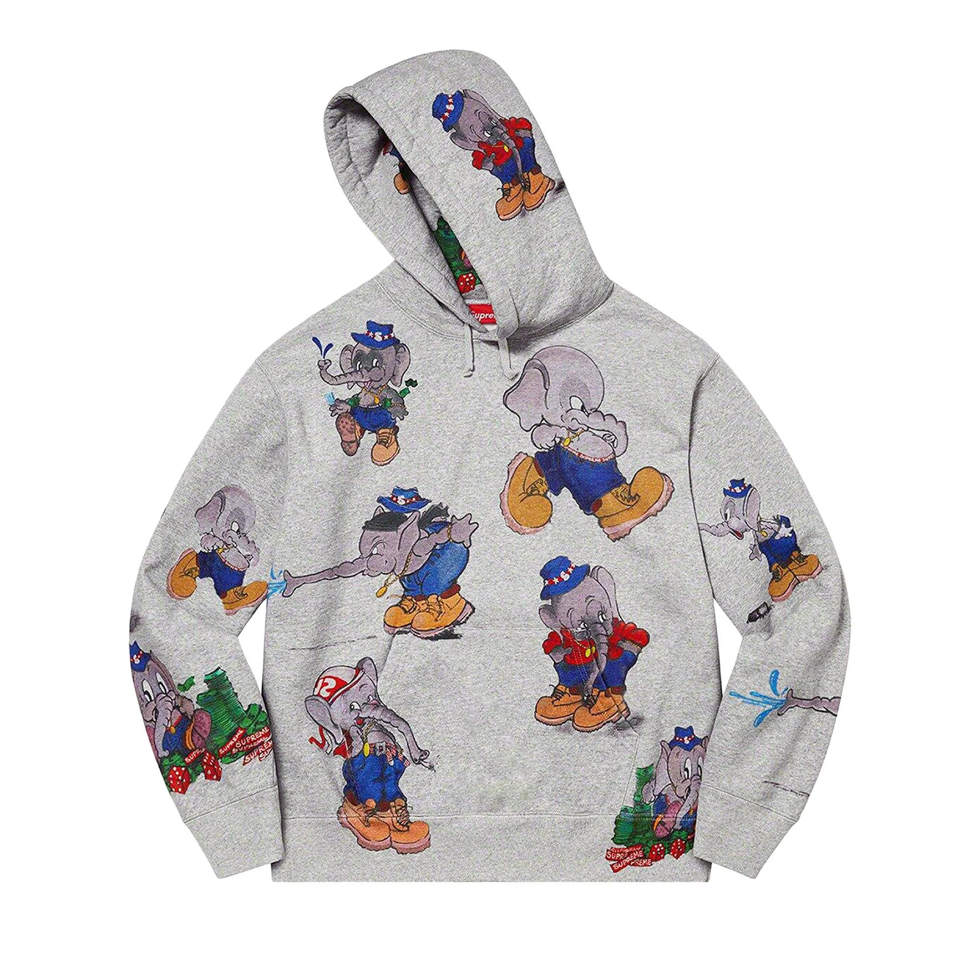 Supreme Elephant Hooded Sweatshirt 'Heather Grey' - 1