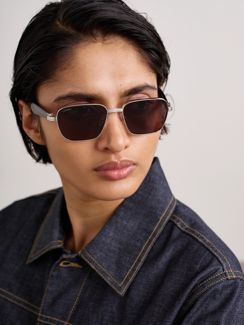 Cartier Première De Cartier D-frame Acetate And Silver-tone Sunglasses outlook