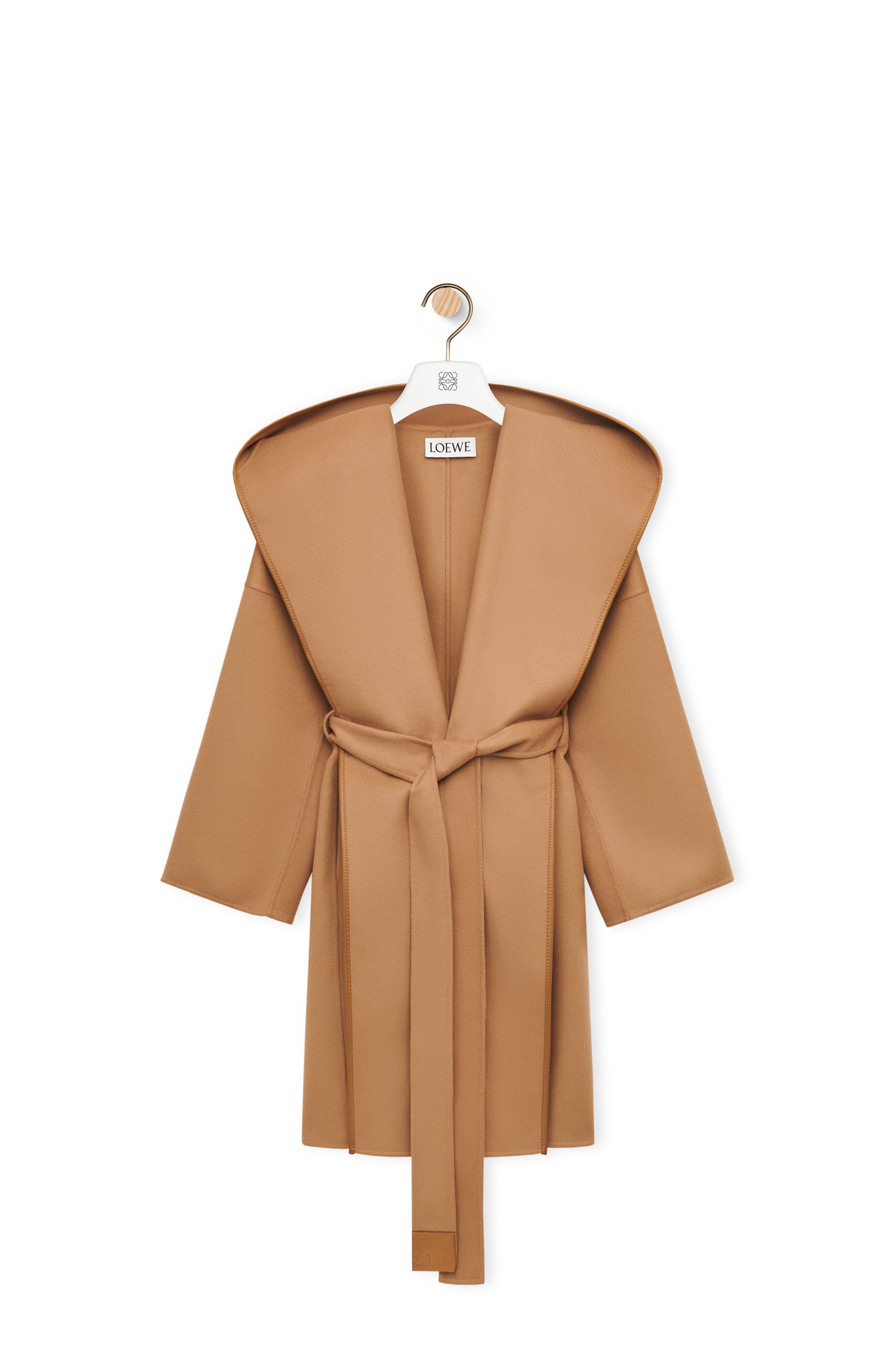 Short hooded coat in wool and cashmere - 1
