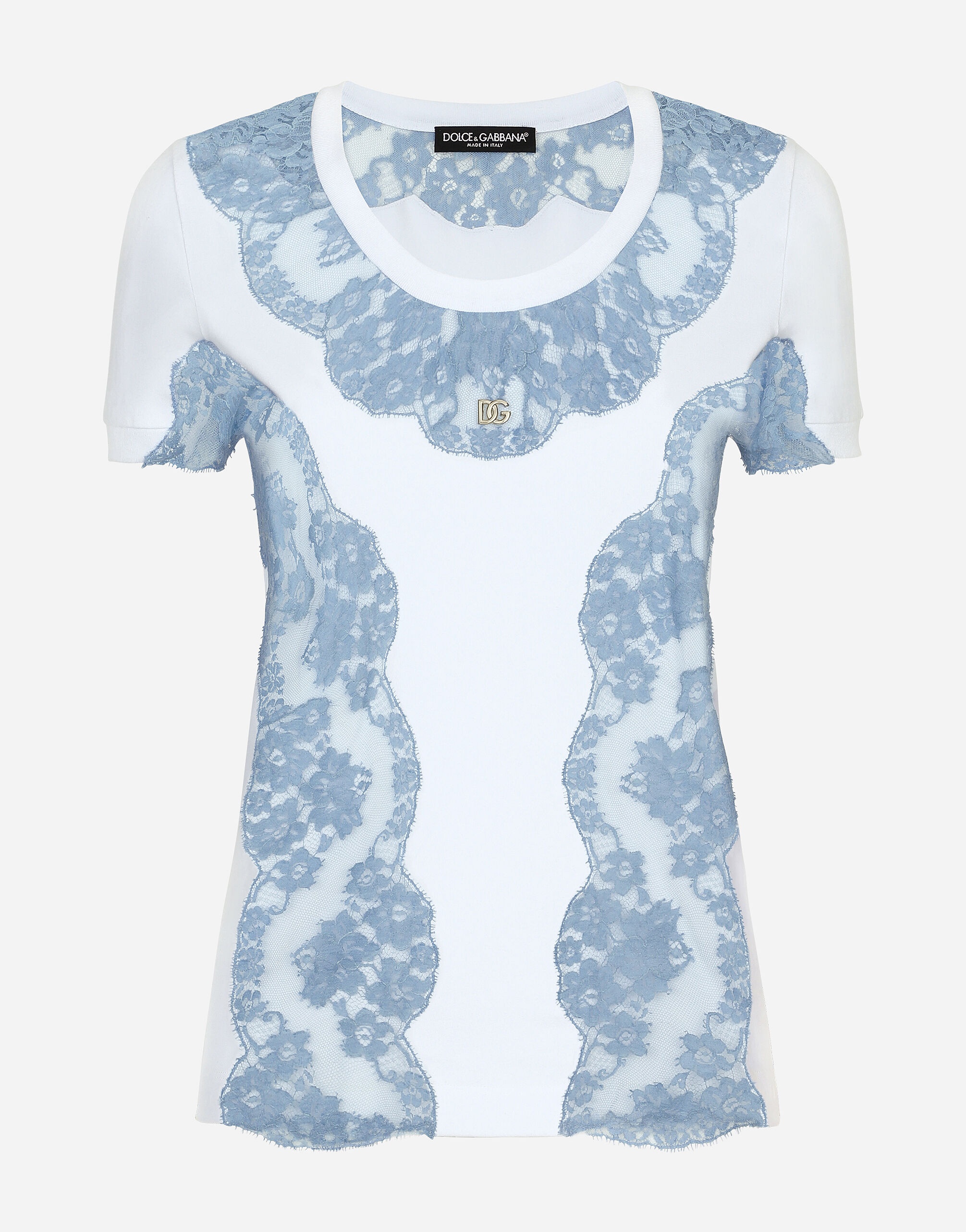 Jersey T-shirt with DG logo and lace inserts - 1