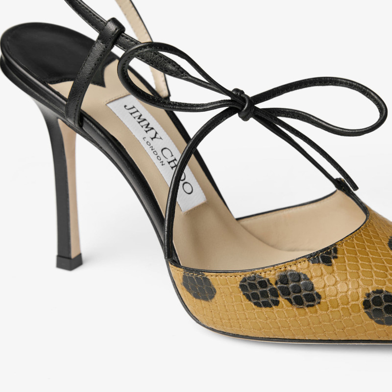 Bow Spotted Elaphe-Printed Leather Sandal with Knot Detail 4