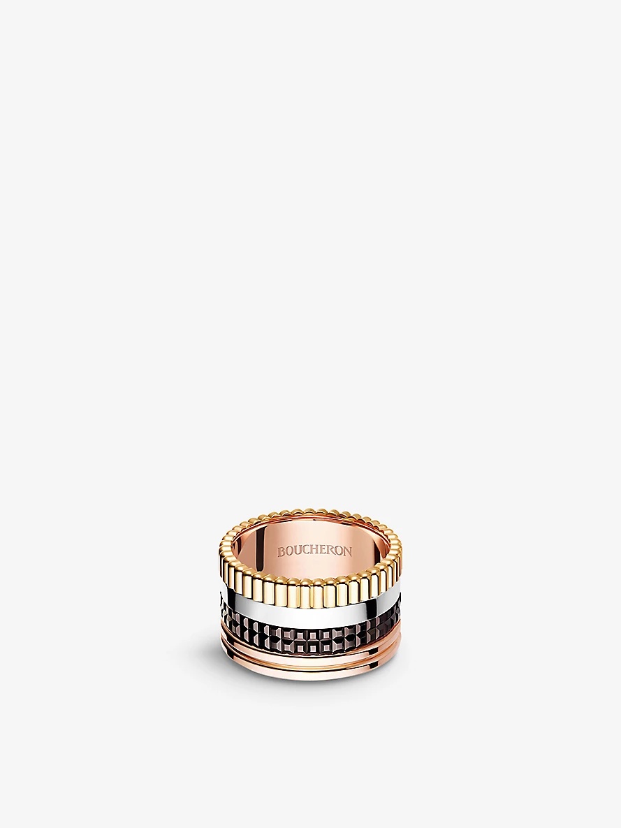 Quatre Classique 18ct yellow-gold, white-gold and pink-gold ring - 1