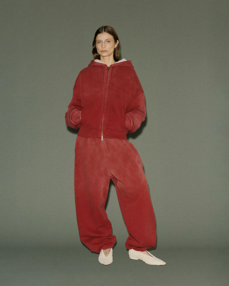 entire studios SHERPA HOOD RED CLAY outlook