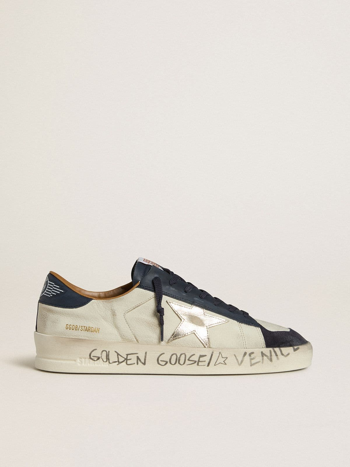 Men's Stardan in nubuck with metallic leather star and blue nappa heel tab - 1