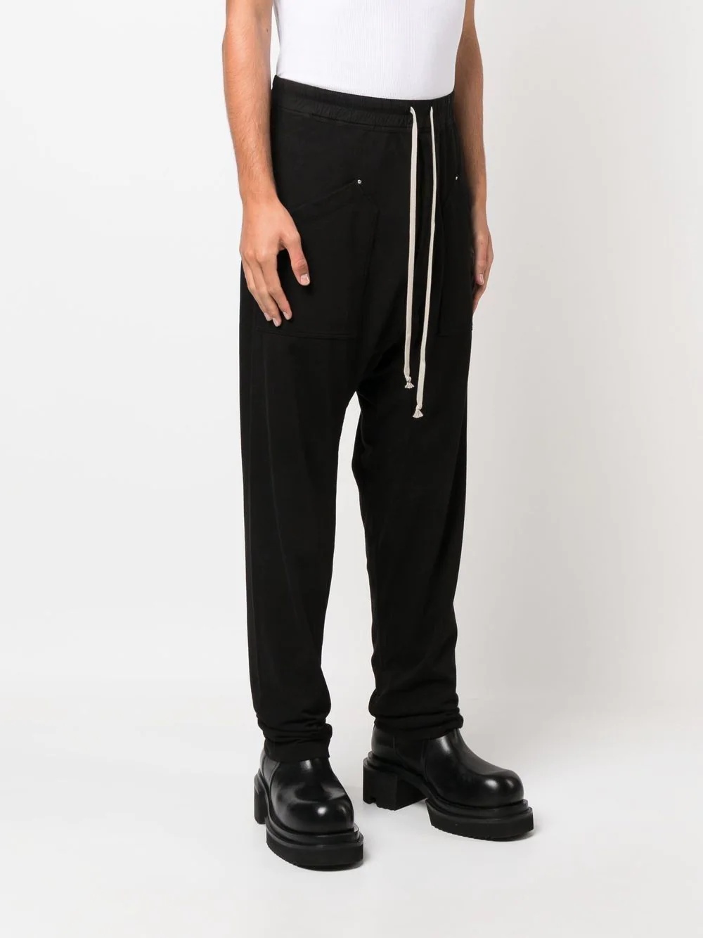 drawstring-waist drop-crotch trousers - 3