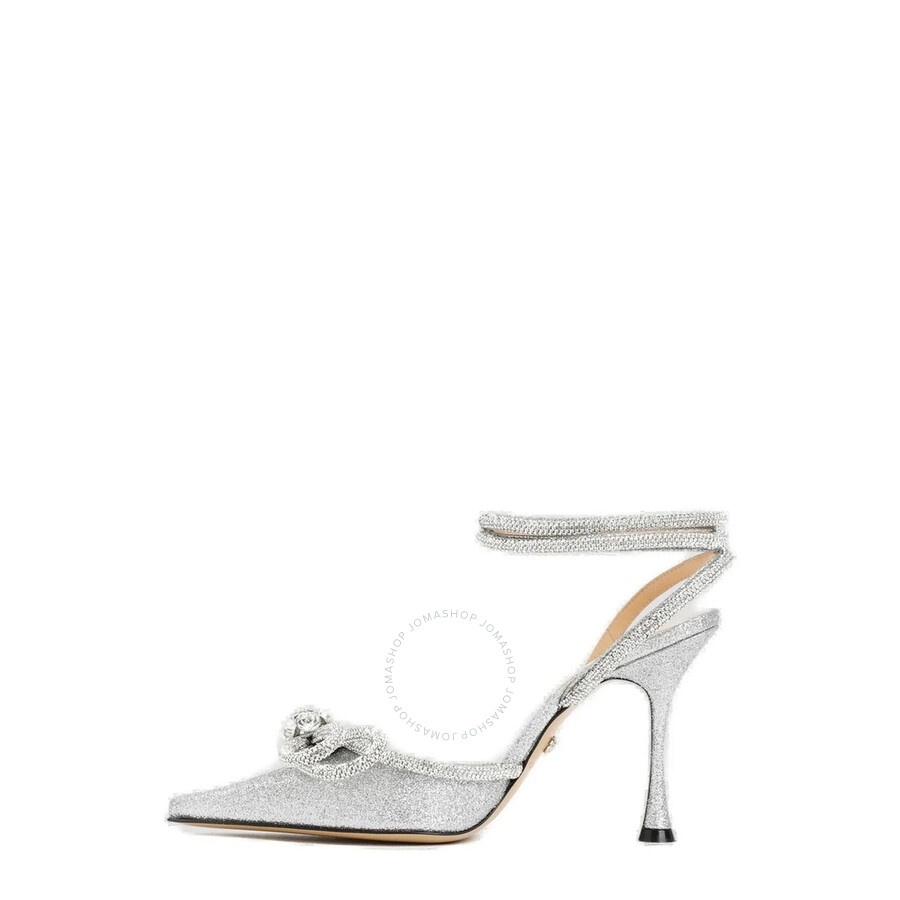 Open Box - Mach & Mach White Crystal-Embellished Bow Sandals, Brand Size 36 ( US Size 6 ) - 2