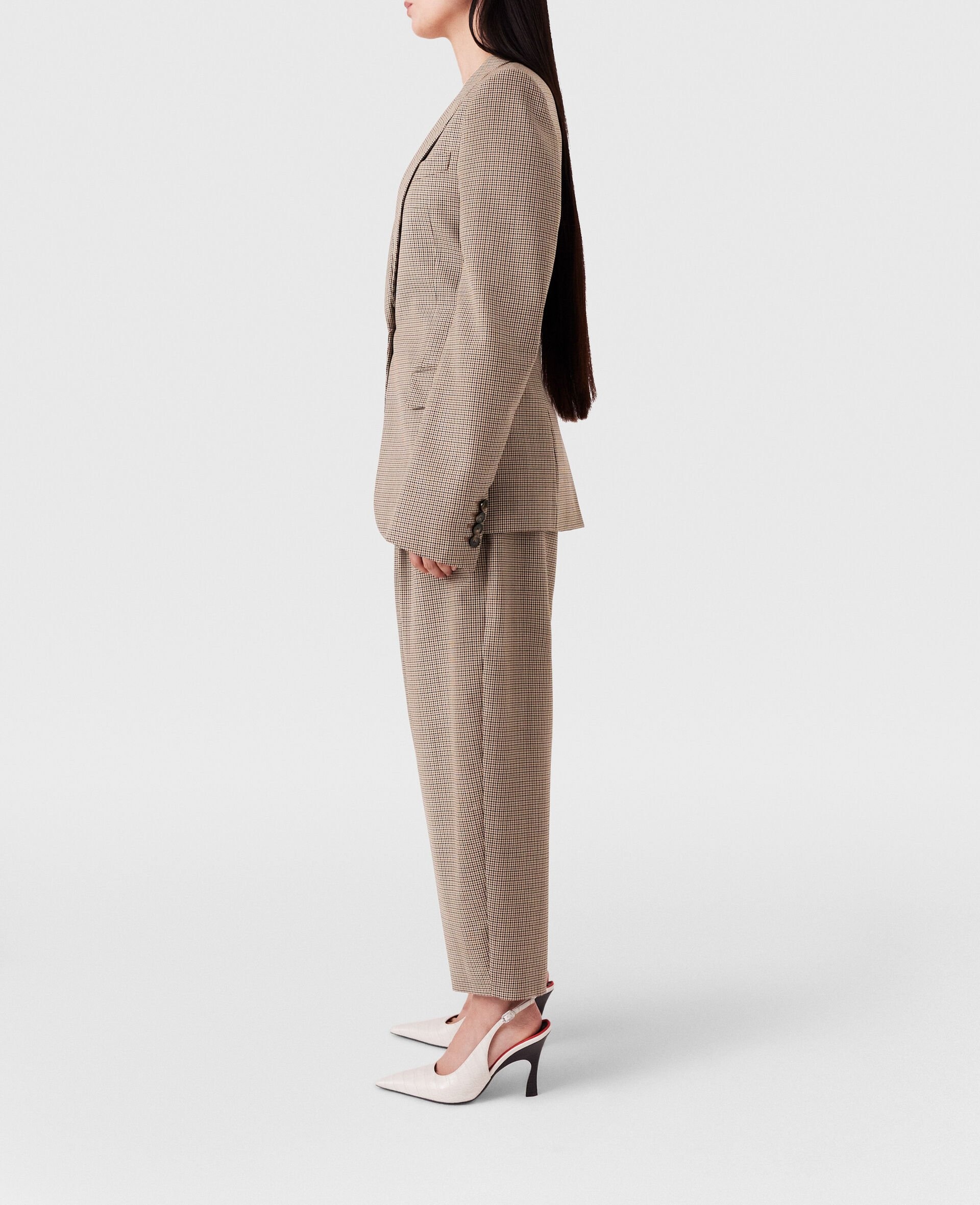 Oversized Houndstooth Single-Breasted Blazer - 3