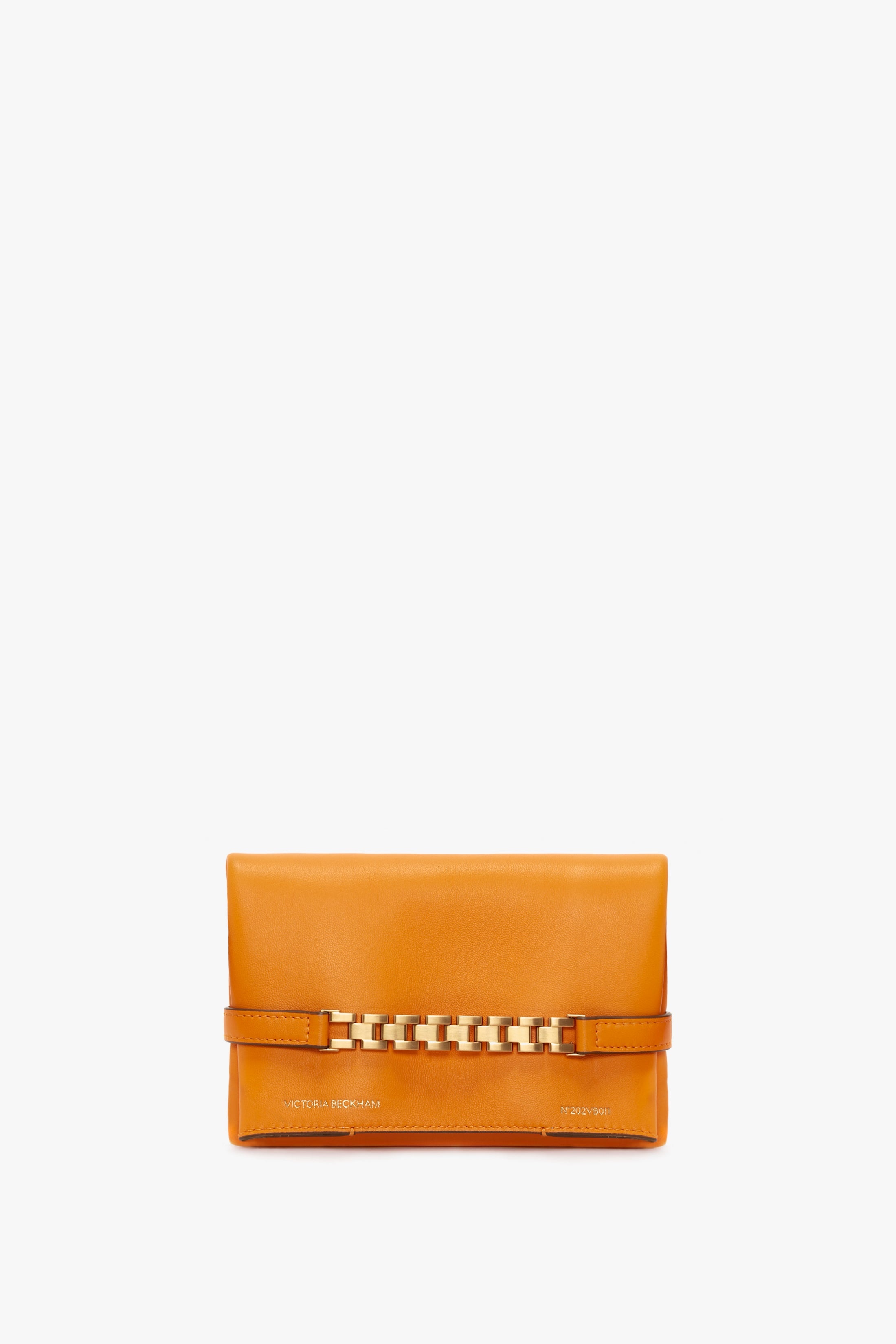Mini Chain Pouch With Long Strap In Mandarin Leather - 5