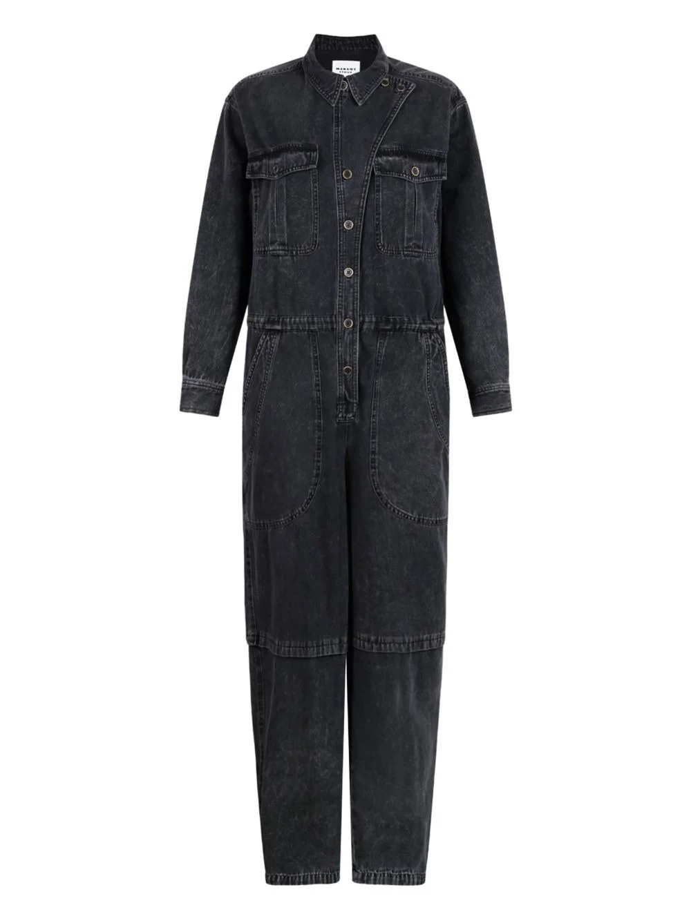 button-fastening pocketed jumpsuit - 1