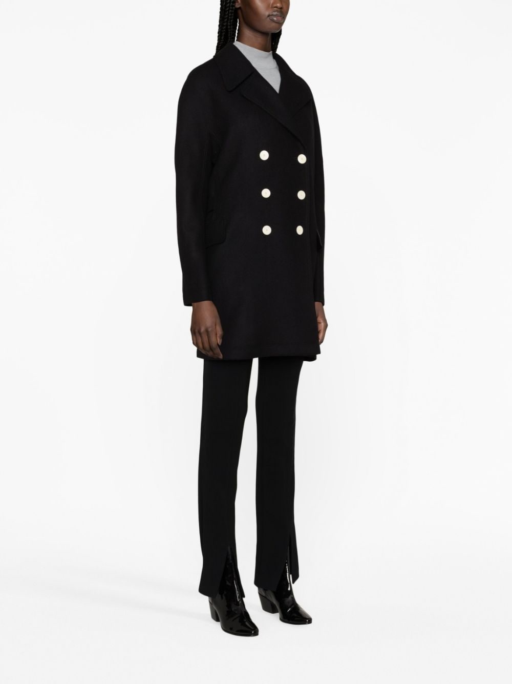 double-breasted wool coat - 3