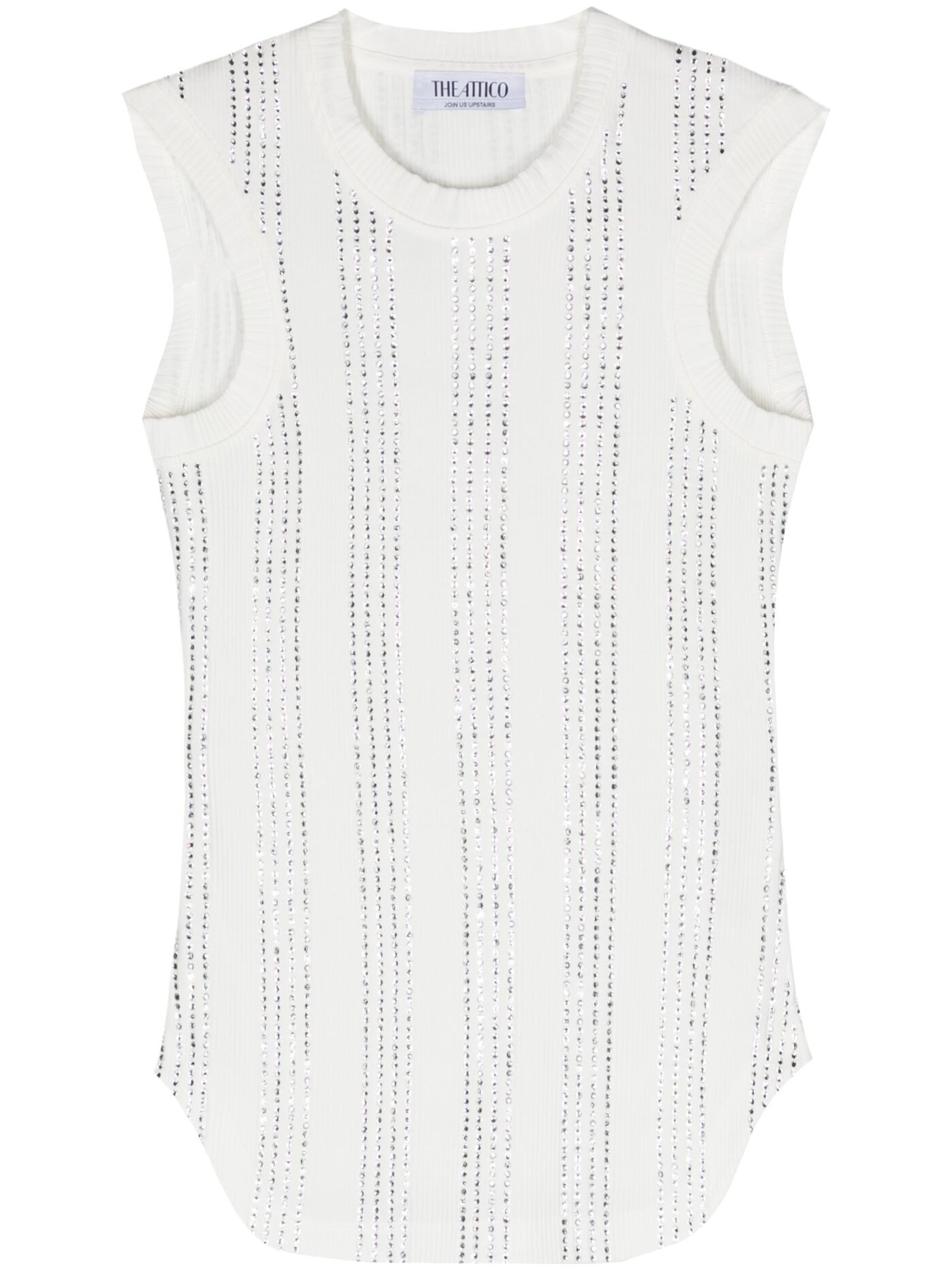 White Crystal Cotton Tank Top - 1