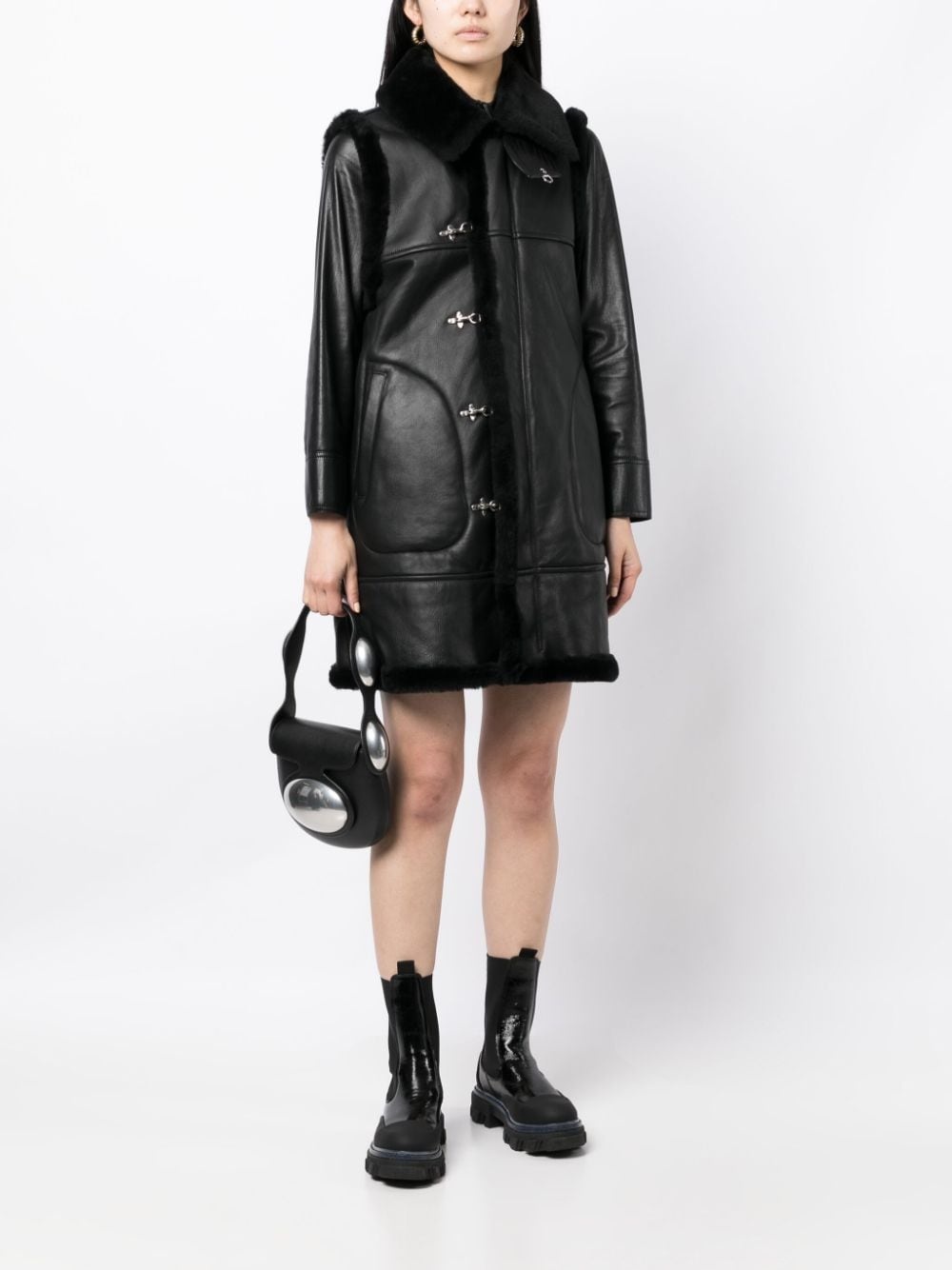 long-length leather coat - 2