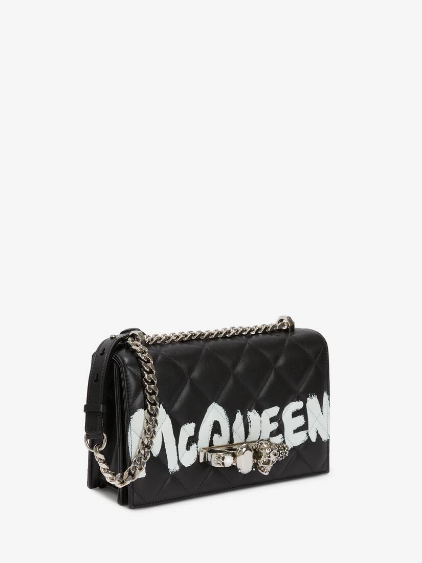 Women's Jewelled Satchel in Black/white - 2