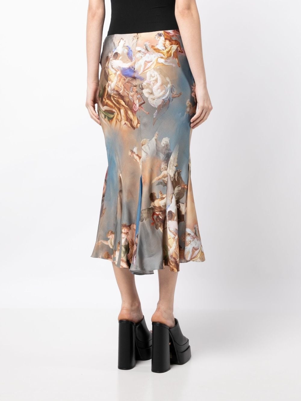 baroque-print silk midi skirt - 4