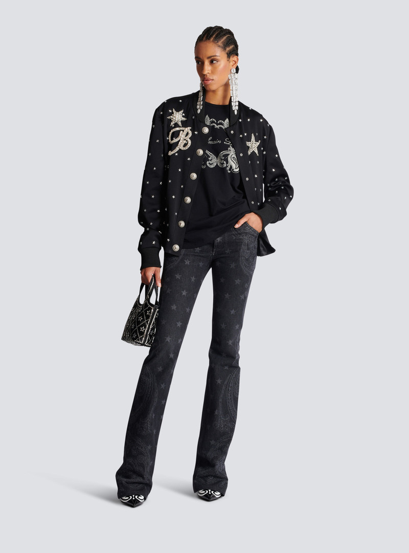 Balmain Star and paisley print denim jeans outlook
