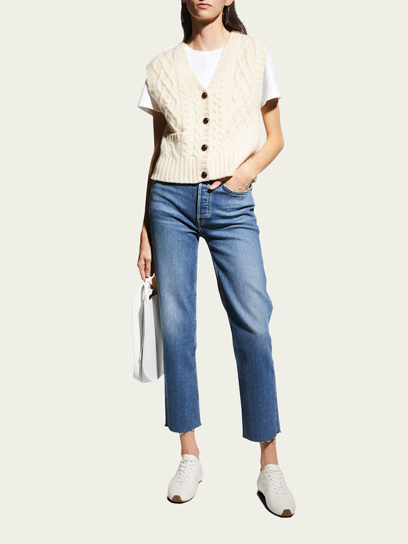 RE/DONE High-Rise Stovepipe Jeans with Raw-Edge Hem outlook