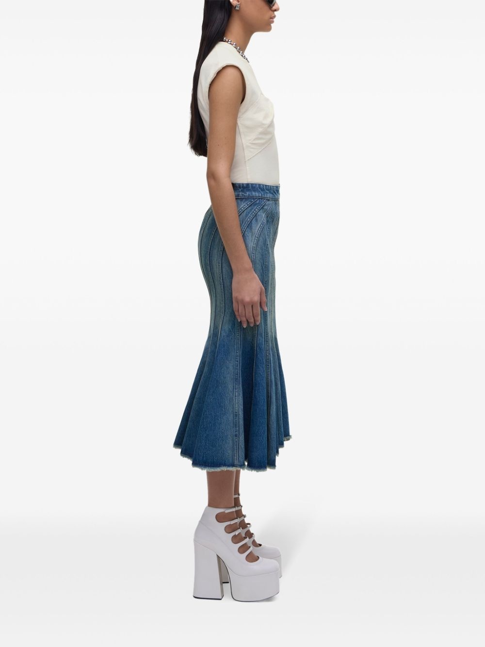 Wave high-waisted denim skirt - 3