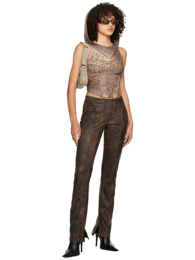 MISBHV Brown Harley Faux-Leather Trousers outlook